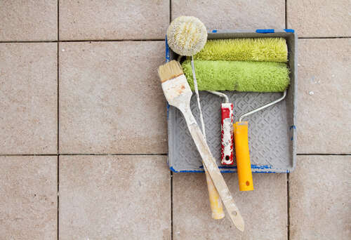 Tools and steps to paint Tile Floor