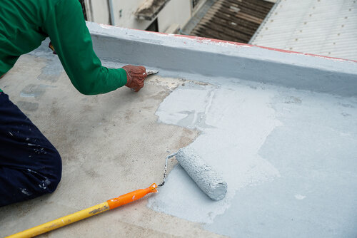 Paint roller for waterproofing, reinforcing mesh, repairing waterproofing decks. roof, floor.