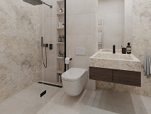 Modern bathroom with tile walls and floor