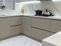 Contemporary kitchen with tile backsplash