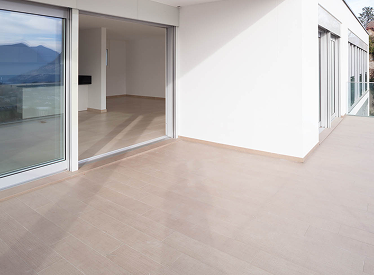 Modern balcony with tile flooring
