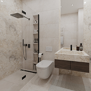 Modern bathroom with tile walls and floor