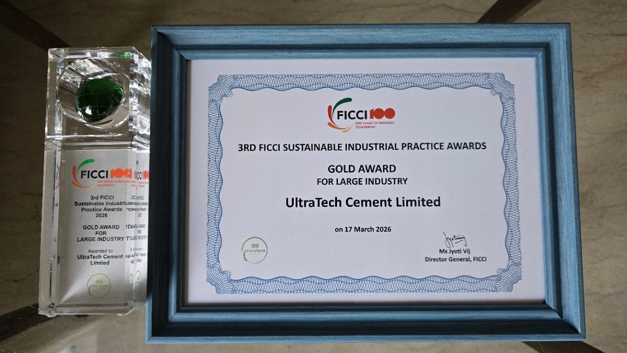 UltraTech reaffirms sustainability leadership with Gold at 3rd FICCI Sustainable Industrial Practice Awards