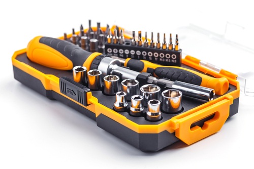 A screwdriver and socket set inside a yellow-and-black case | Ultratech