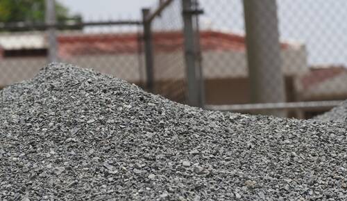 Gravel, crushed stone construction material pile