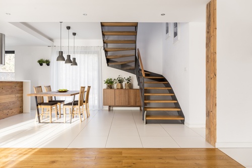 Dog-Legged Staircase in a Living Room | UltraTech Cement