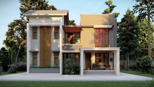 Modern two-story house with wood accents | Ultratech