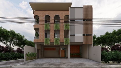 Modern apartment building with green balconies | Ultratech