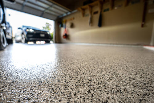    	 Epoxy Terrazzo Flooring in Garage