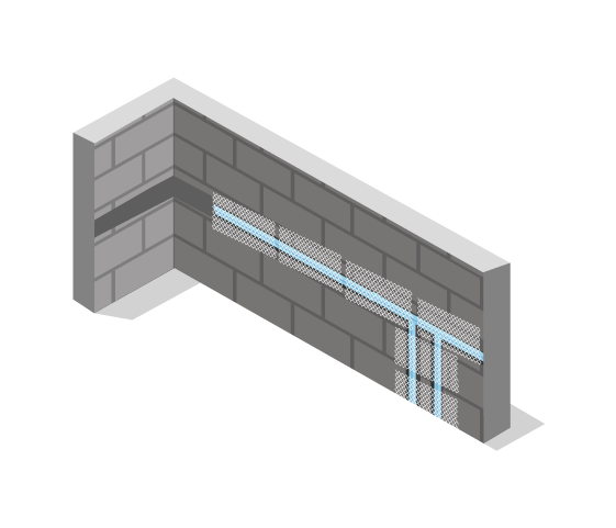 Concealed plumbing : Step 6 - Use a steel mesh to avoid cracks in the wall