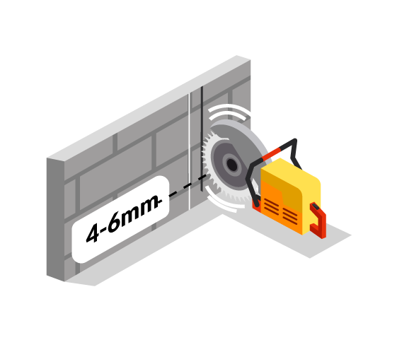 Concealed plumbing : Step 2- Thickness of the cut