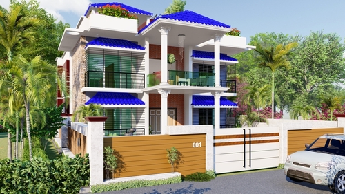 G+2 House Elevation Designs for East-Facing Plots