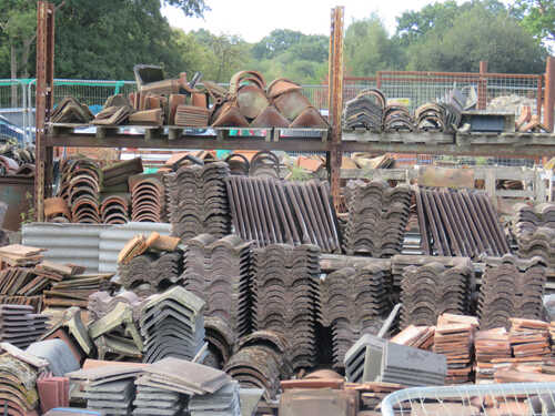 Stacked up tiles at a reclamation yard 