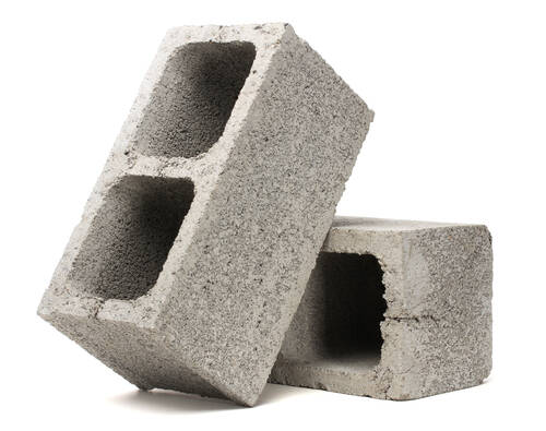 Gray Cement Cinder Block Isolated On White Background